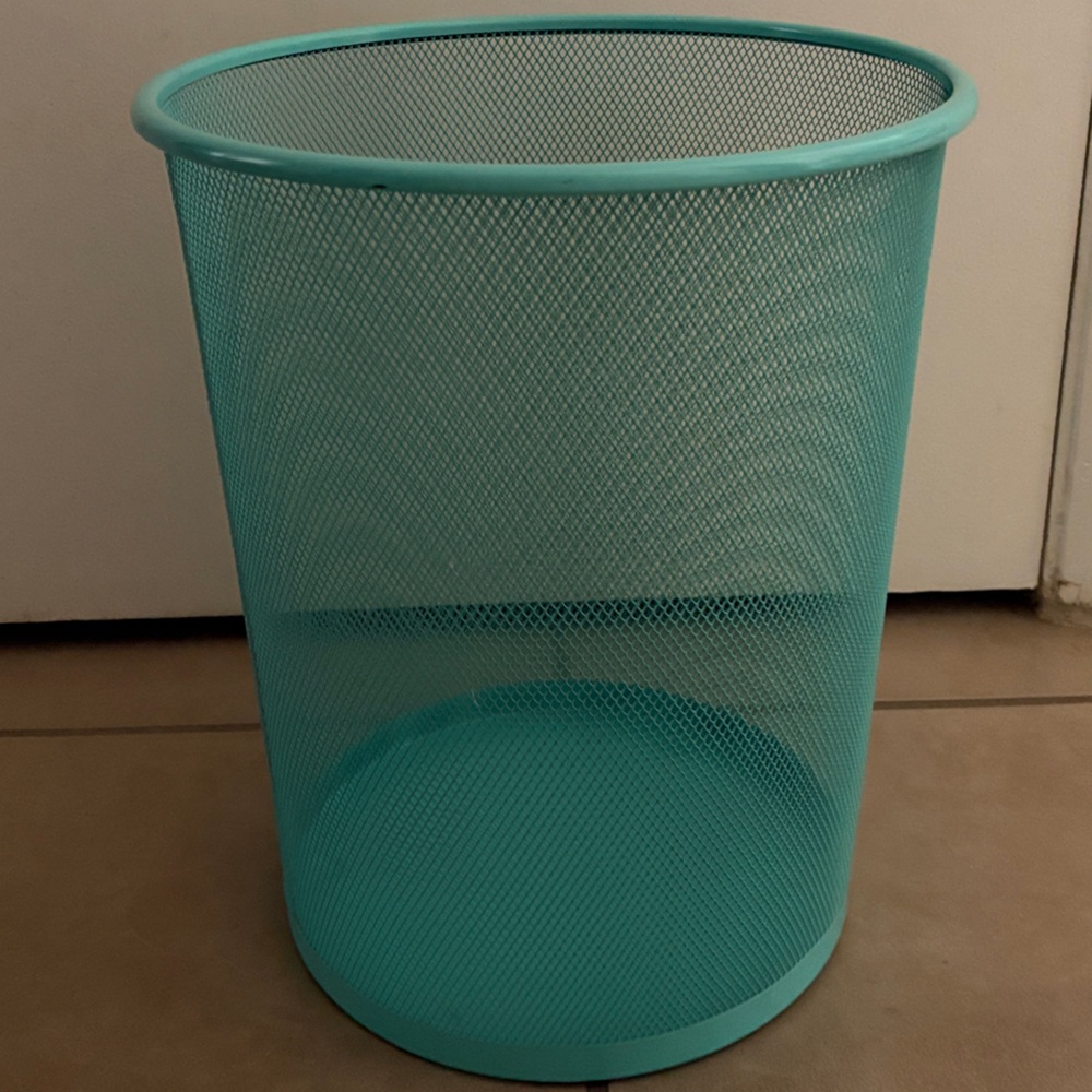 Teal Mesh Wastebasket - Home Accents